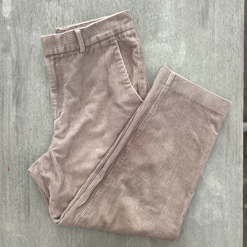 COS Tan Beige Corduroy High Waisted Straight Leg Pants 28R 0596927 8